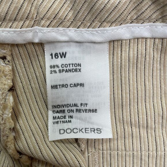 Dockers Metro Capri Caft Length Pants Womens 16W Brown Striped Stretch 38x23 NWT - Picture 9 of 16